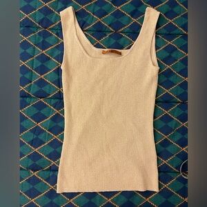 Juniors Small Cream Gold Shiny Tank Top